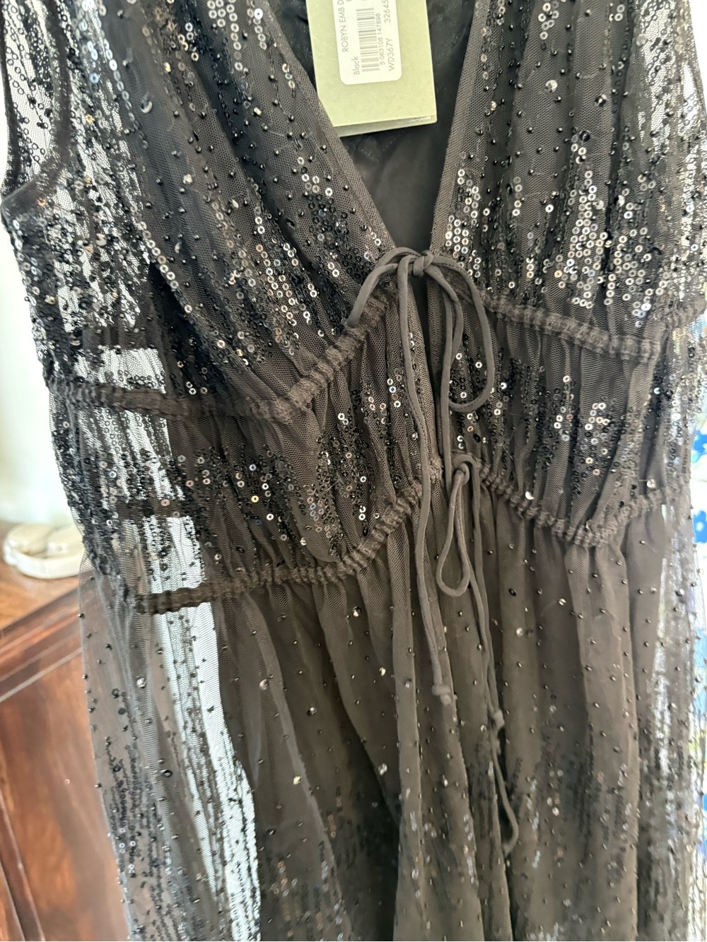 ALL SAINTS Robyn Embellished Black Sequin Tulle Maxi Dress NWT 6 - Picture 13 of 15